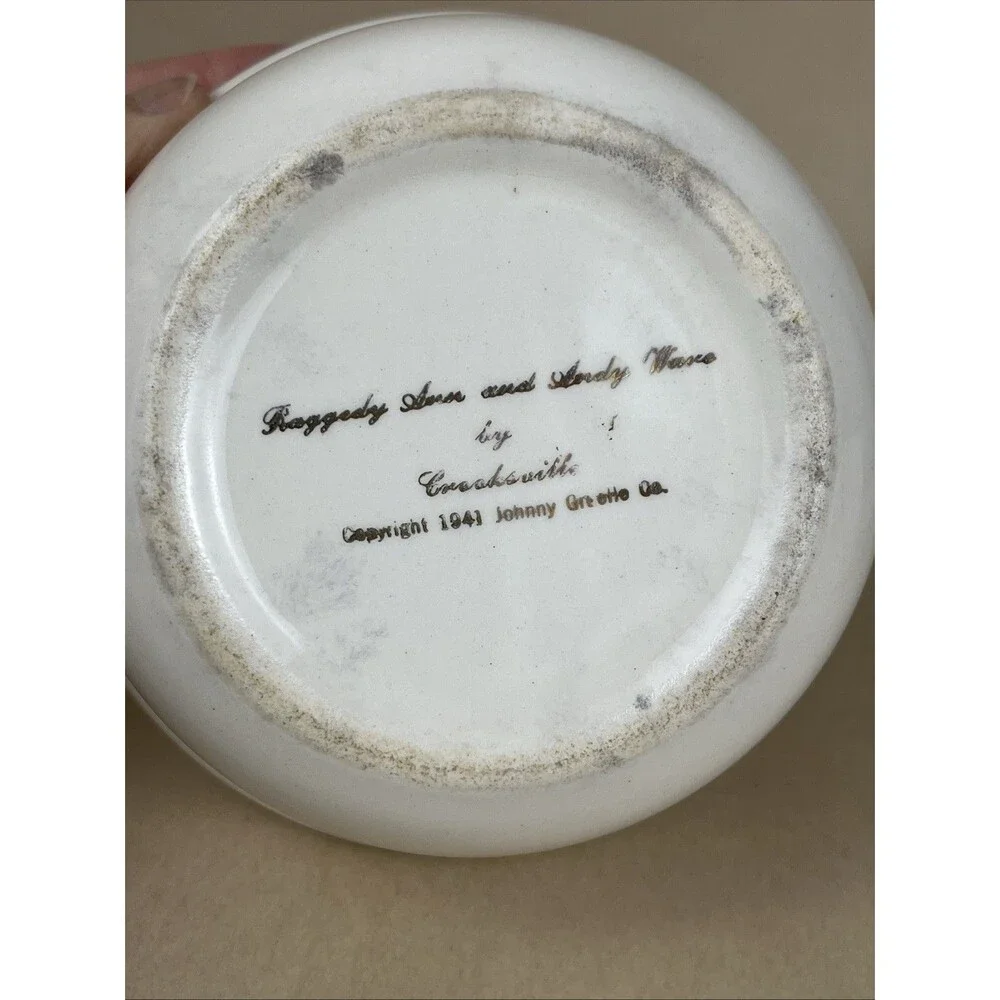 RARE VTG 1941 RAGGEDY ANN & ANDY‎ Kids PLATE/MUG/BOWL SET-JOHNNY GRUELLE CO. SET